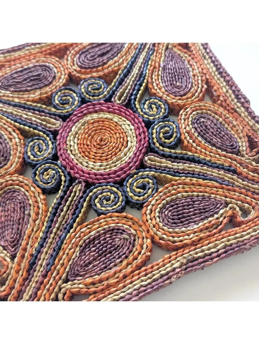 Colorful Vintage Woven Straw & Raffia Trivets